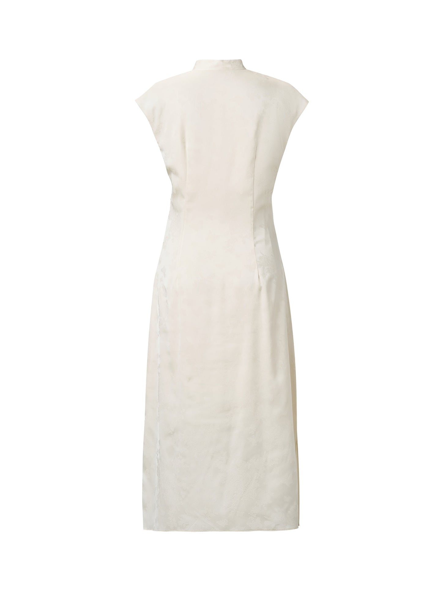 Jacquard Ruched Waist Women Qipao Maxi Dress
