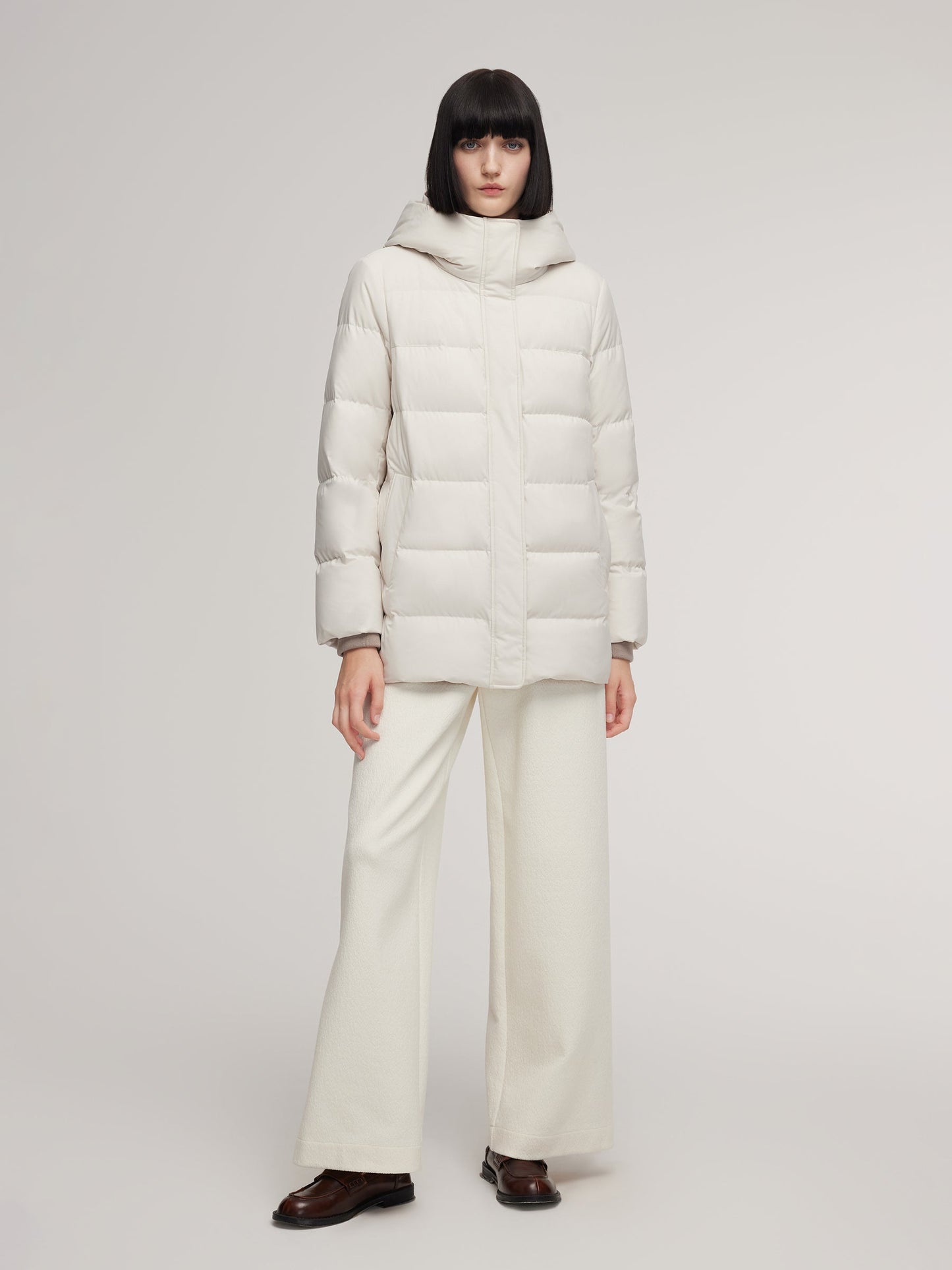 H-Line Windproof Hooded Goose Down Coat
