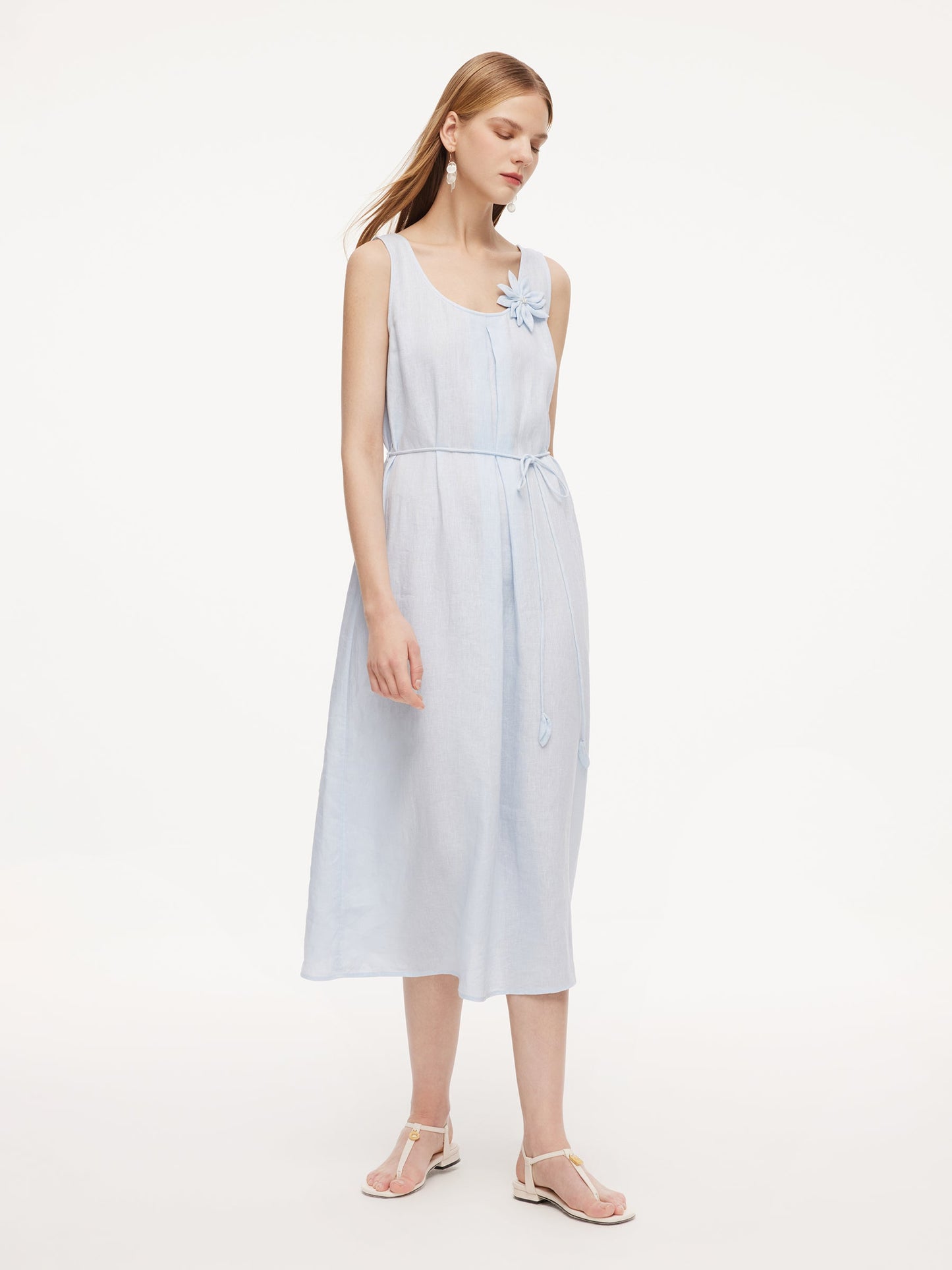 100% Linen Women Sleeveless Maxi Dress
