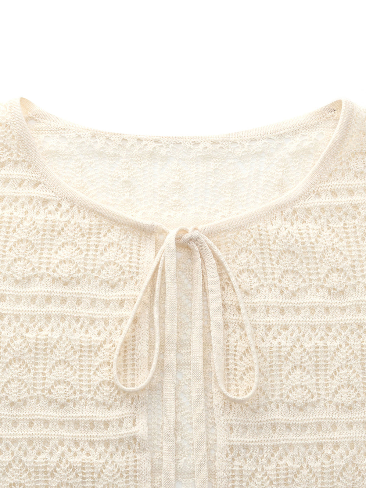 Tie Front Openwork Cardigan And Knit Strap Dress Two-Piece Set