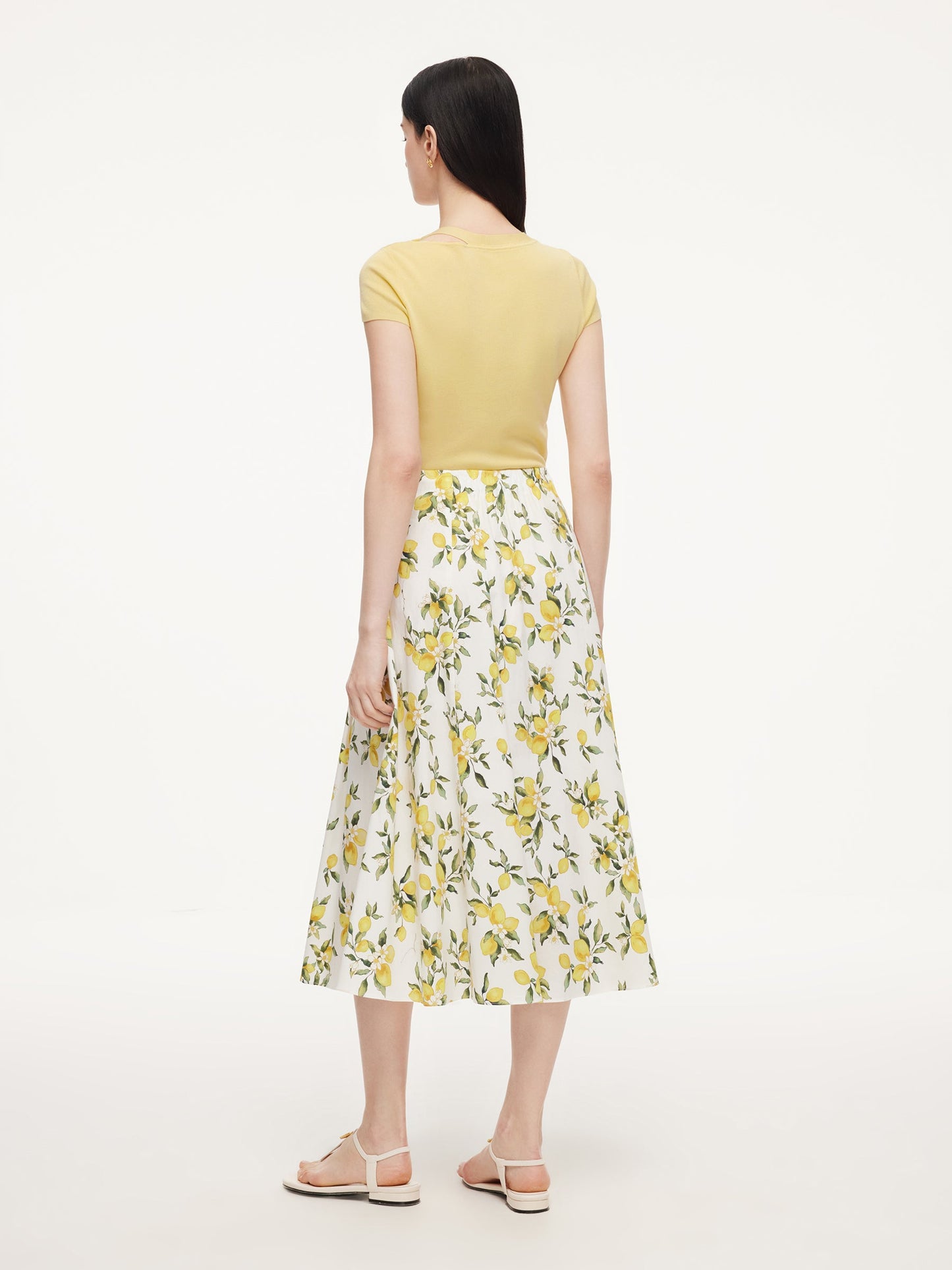 Cotton Lemon Print Women A-Line Skirt