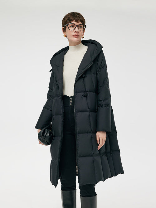 New Chinese-Style Button Hooded Goose Down Coat