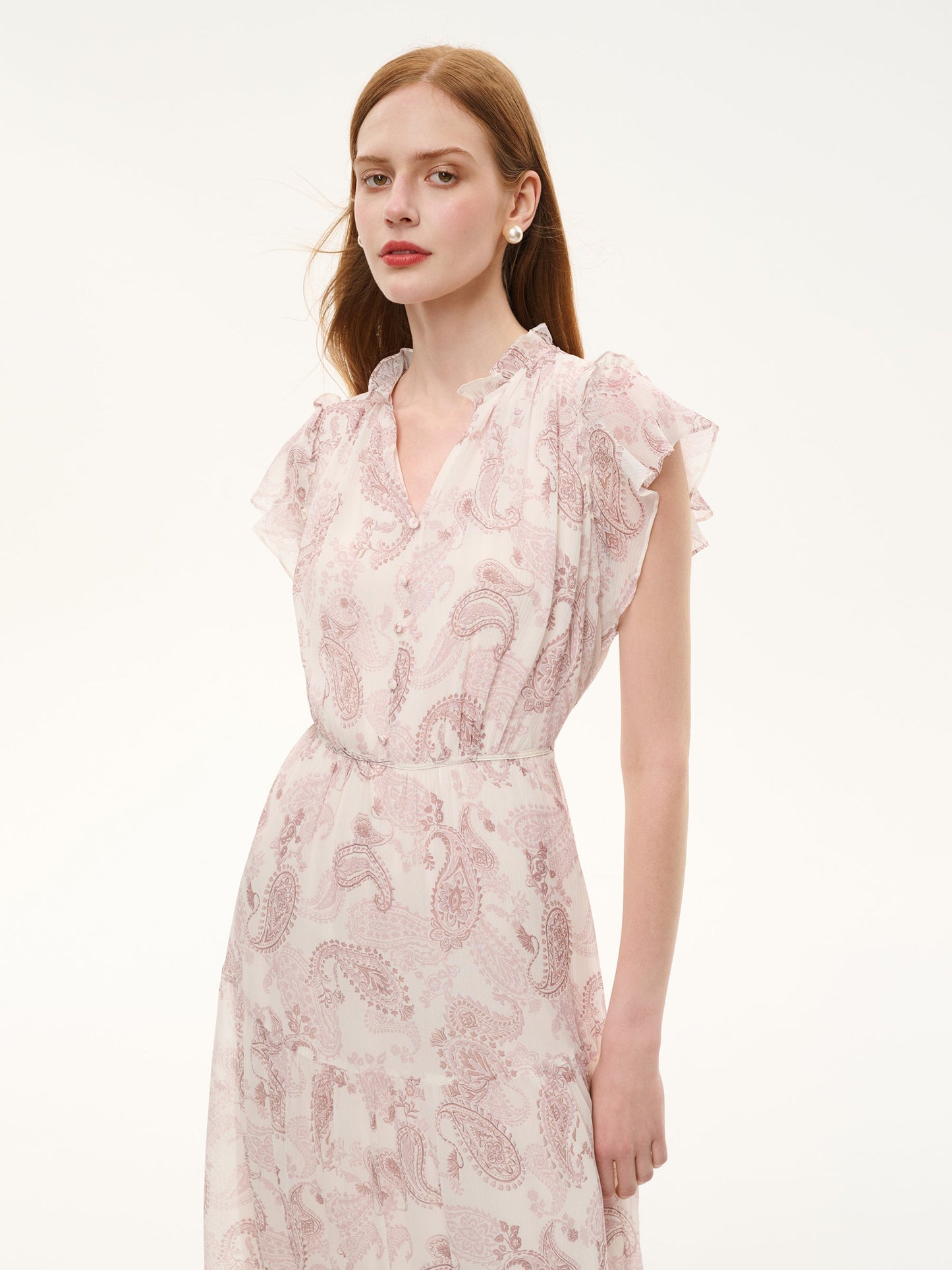 10MM Mulberry Silk Back Tie Paisley Print Women Maxi Dress