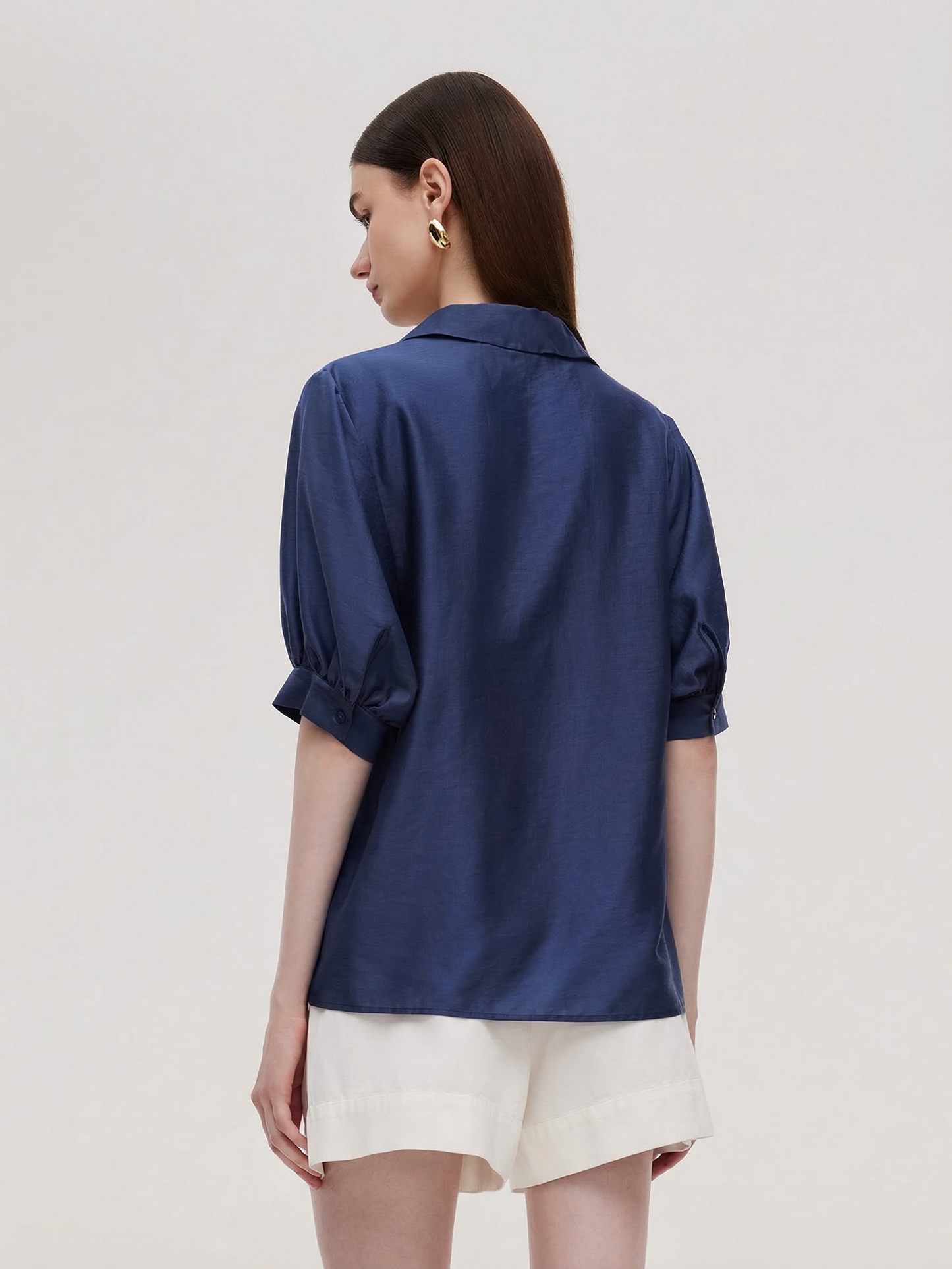 Tencel Blend Loose Fit Women Blouse With Silk Scarf