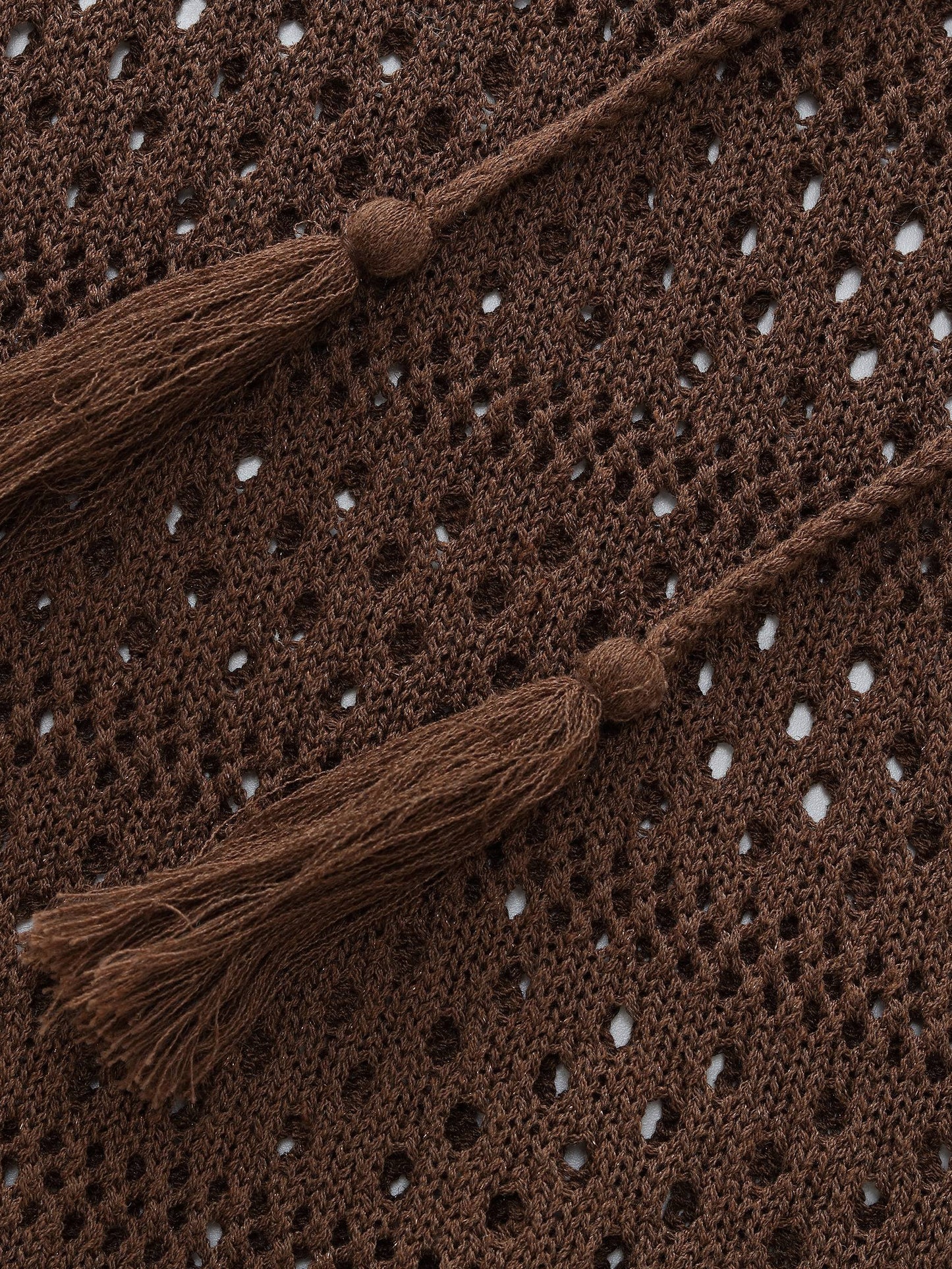 Linen Blend Openwork Pullover And Knit Tank Two-Piece Set