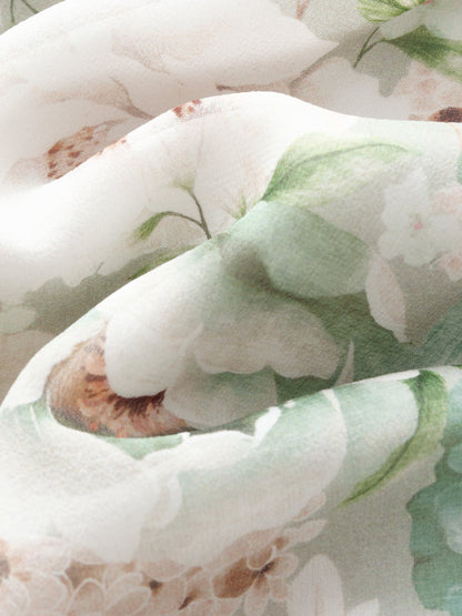 10MM Mulberry Silk Floral Print Women Strap Maxi Dress