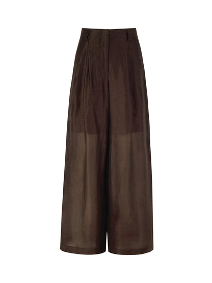 Tencel Linen Blend Women Straight Leg Pants