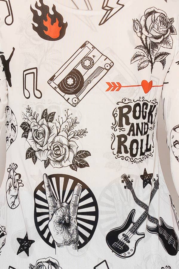 Origami - White Rock N Roll Mesh Top