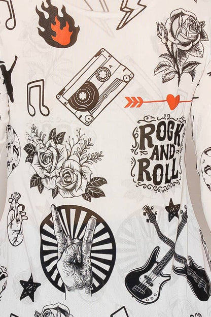 Origami - White Rock N Roll Mesh Top
