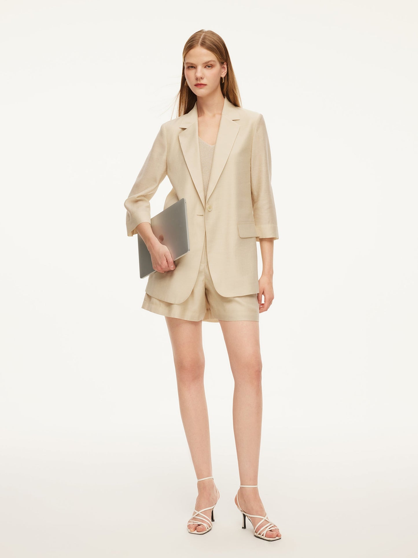 Tencel Acetate Blend Women 3/4 Sleeve Blazer