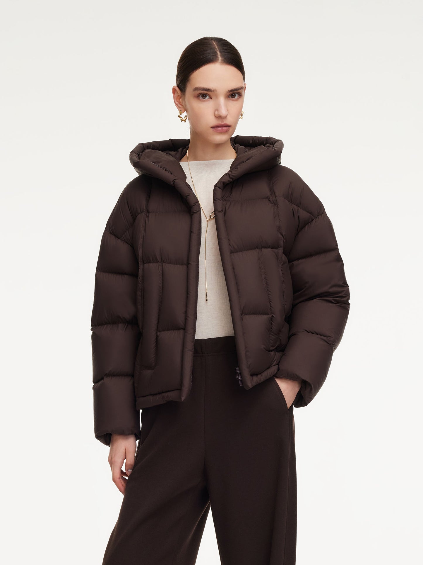 Lightweight Water-repellent Hooded Goose Down Jacket