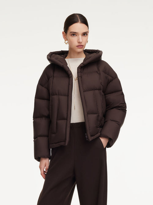 Lightweight Water-repellent Hooded Goose Down Jacket