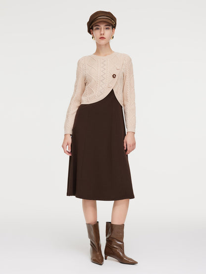 Lyocell Wool Blend Sweater And Knit Vest Dress Two-Piece Set