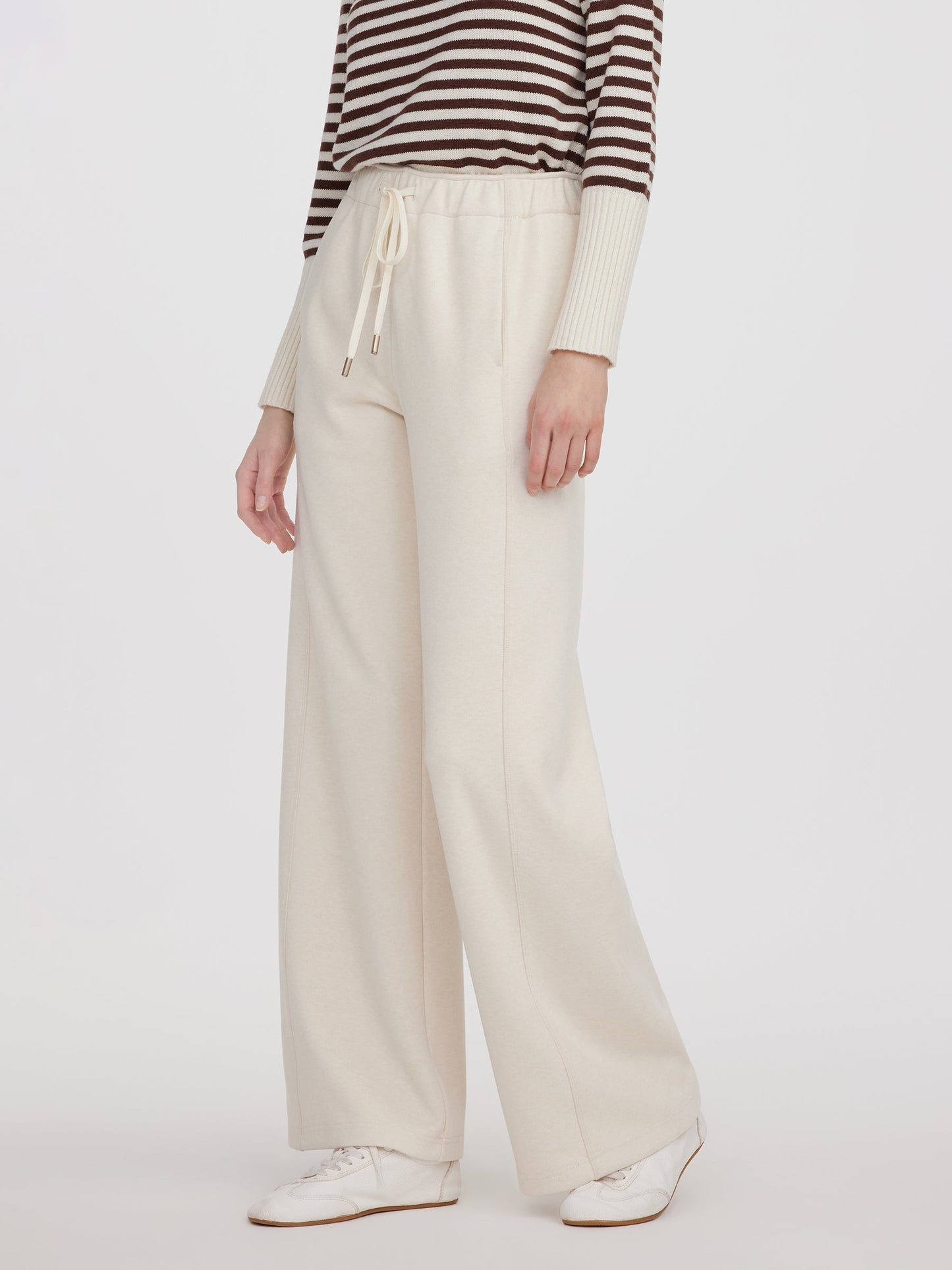 Drawstring Waist Wide Leg Women Knit Pants