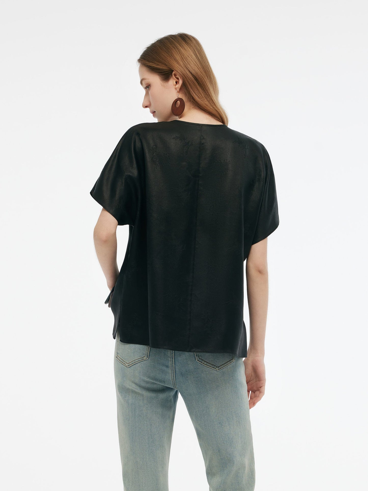 19MM Xiang Yun Silk Jade Bead Button Women T-Shirt