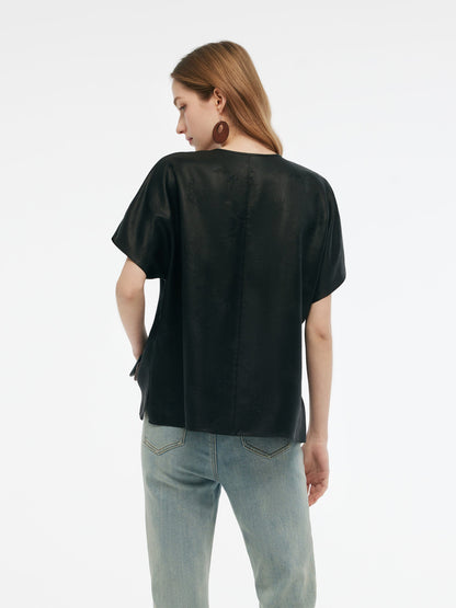 19MM Xiang Yun Silk Jade Bead Button Women T-Shirt