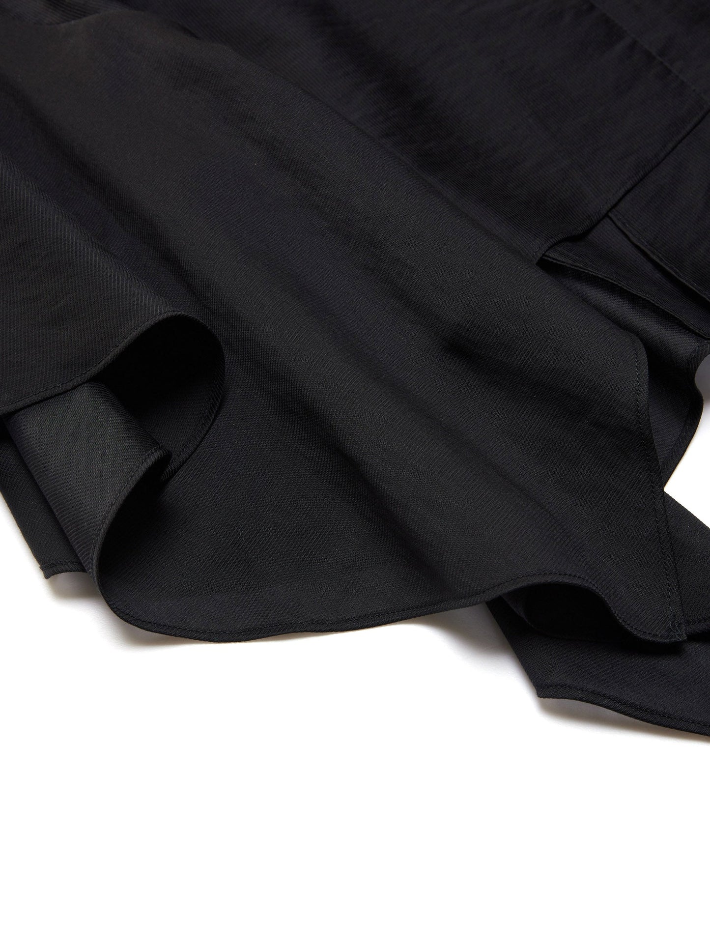 Lyocell Blend Black Ruffle-Detailing Women Tank Top