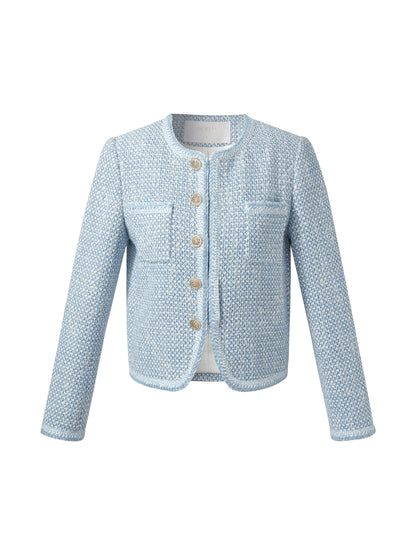 Tweed Round Neck Women Jacket