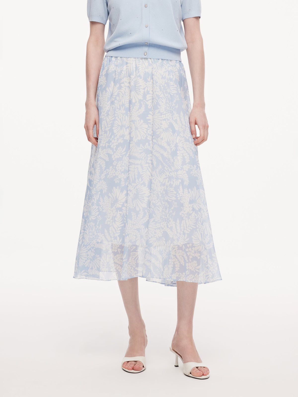 10MM Mulberry Silk Floral Print Women Skirt With Scrunchie