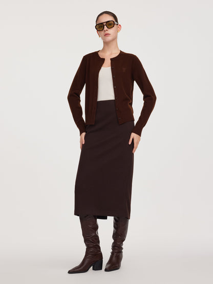 Back Slit Column Women Knit Skirt