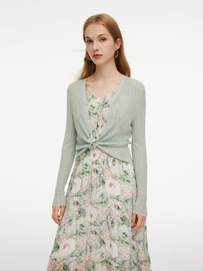 Tencel Wool Blend V-Neck Women Cardigan