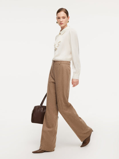 Washable Wool Cashmere Blend Straight Leg Women Pants