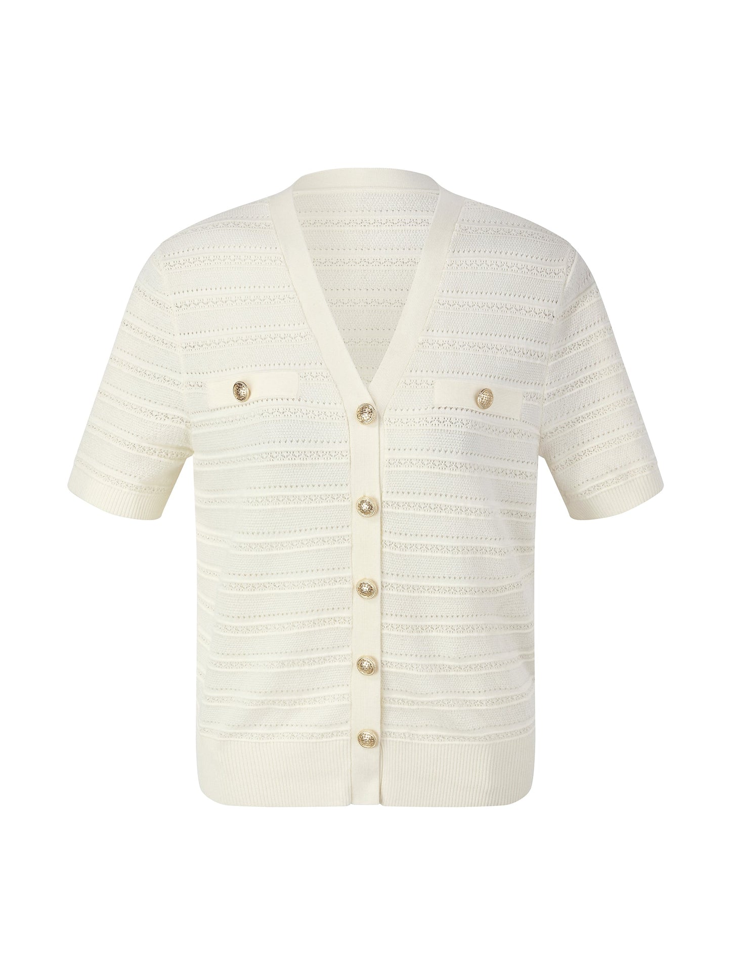 Tencel Blend Pointelle Women V-Neck Cardigan