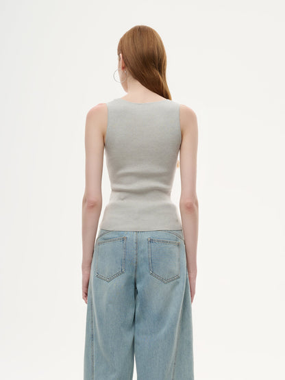 Square Neck Women Knit Tank Top