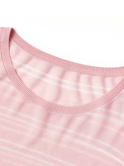 Lyocell Mulberry Silk Blend Stripe Women Knit Top