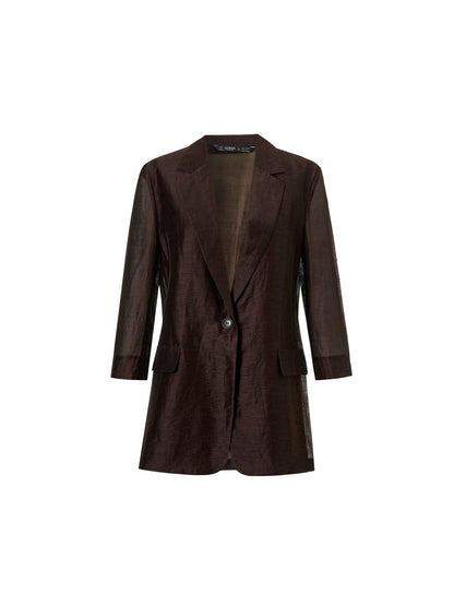 Tencel Linen Blend 3/4 Sleeve Women Blazer
