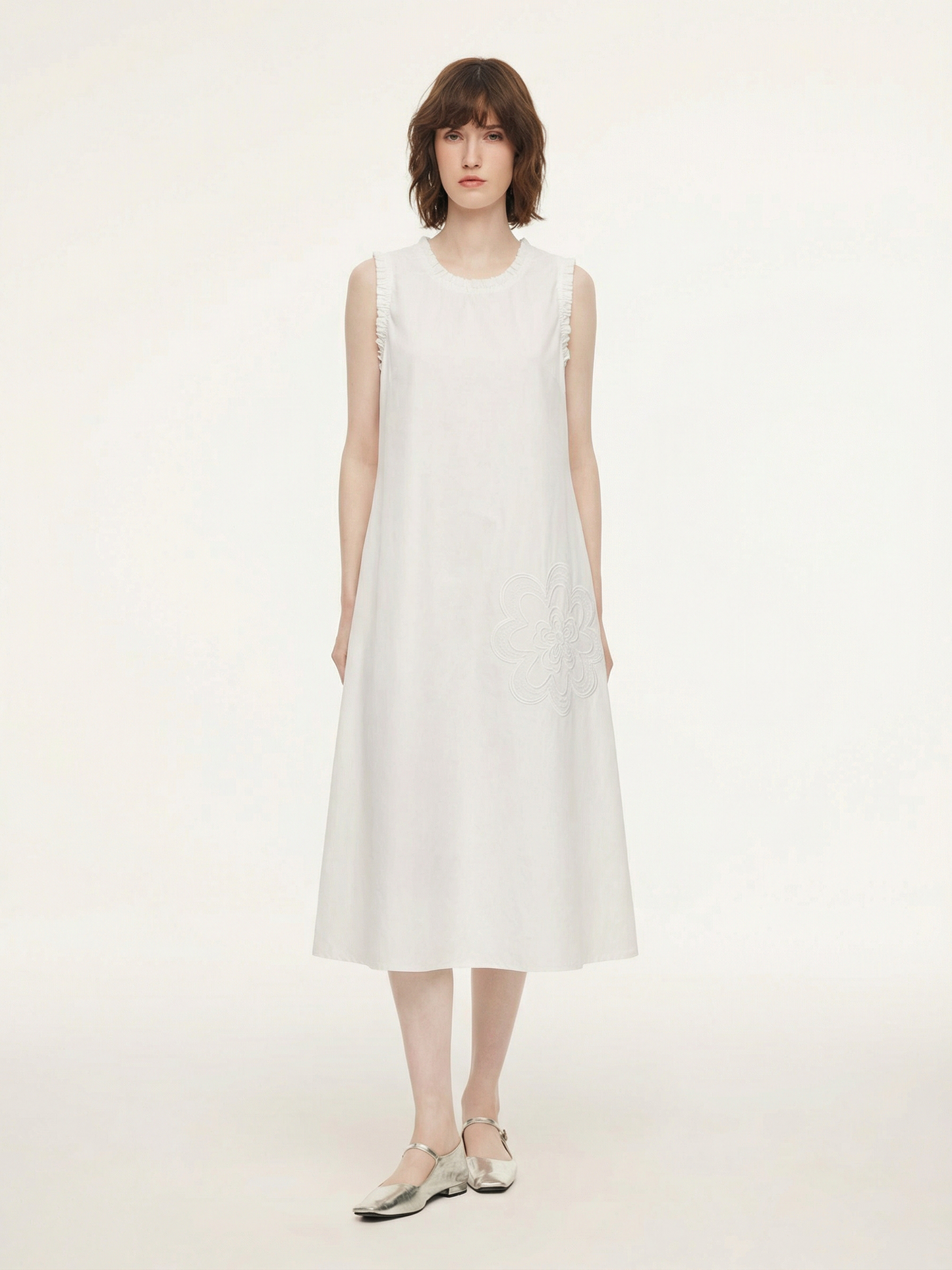 100% Cotton Rope Embroidered Women Sleeveless Maxi Dress