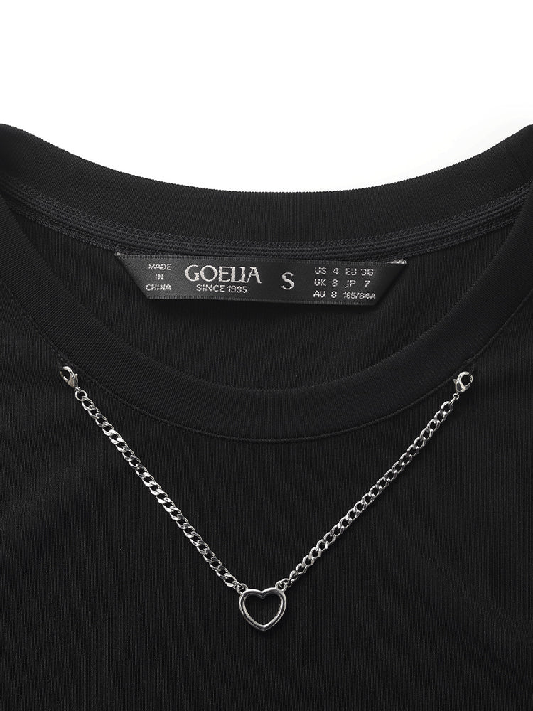Slim Women T-shirt With Detachable Chain