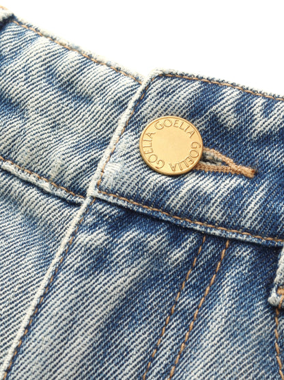 100% Cotton Denim Women Curved-Leg Jeans