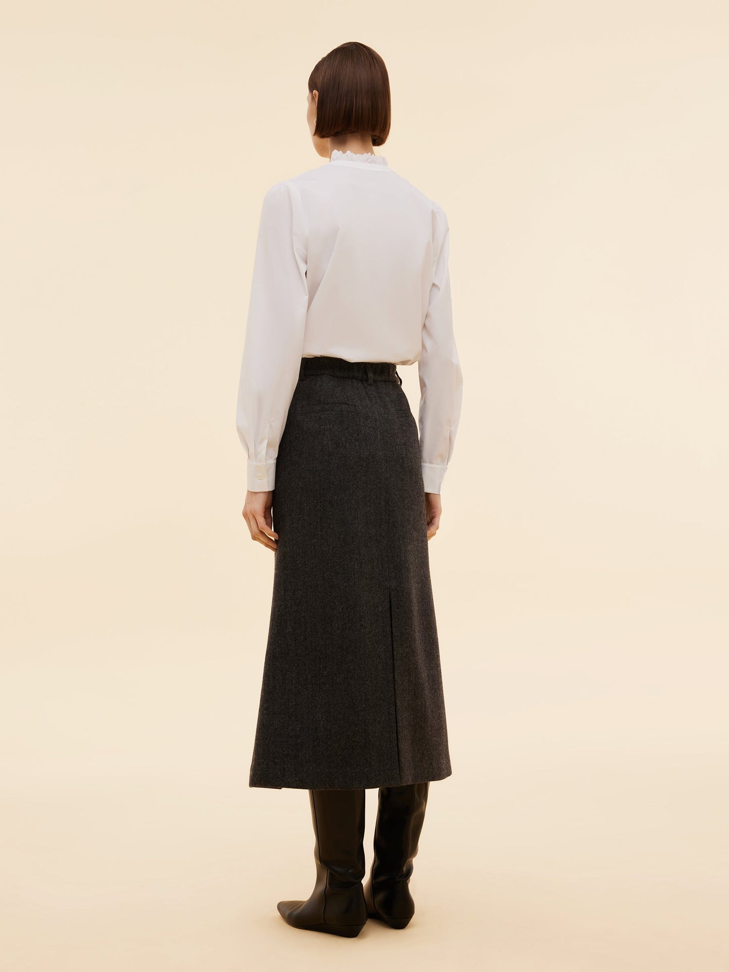 100% Washable Wool Back Slit Women Mermaid Skirt