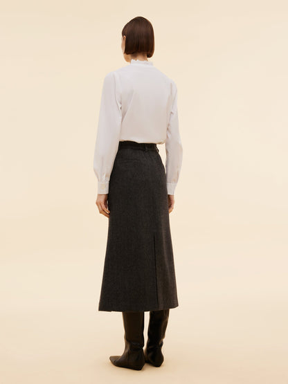 100% Washable Wool Back Slit Women Mermaid Skirt
