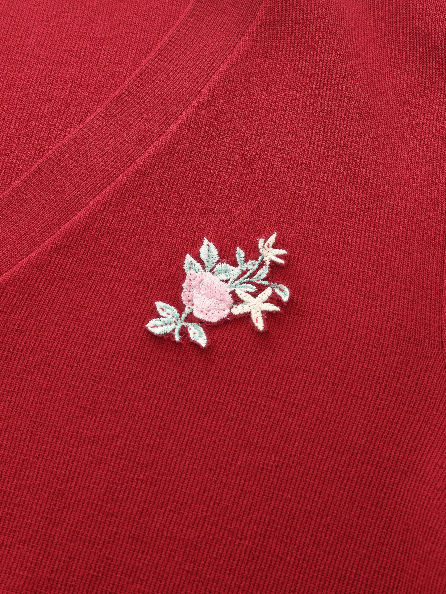 Tencel Blend Floral Embroidered Women Knit Top