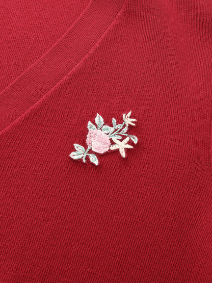 Tencel Blend Floral Embroidered Women Knit Top