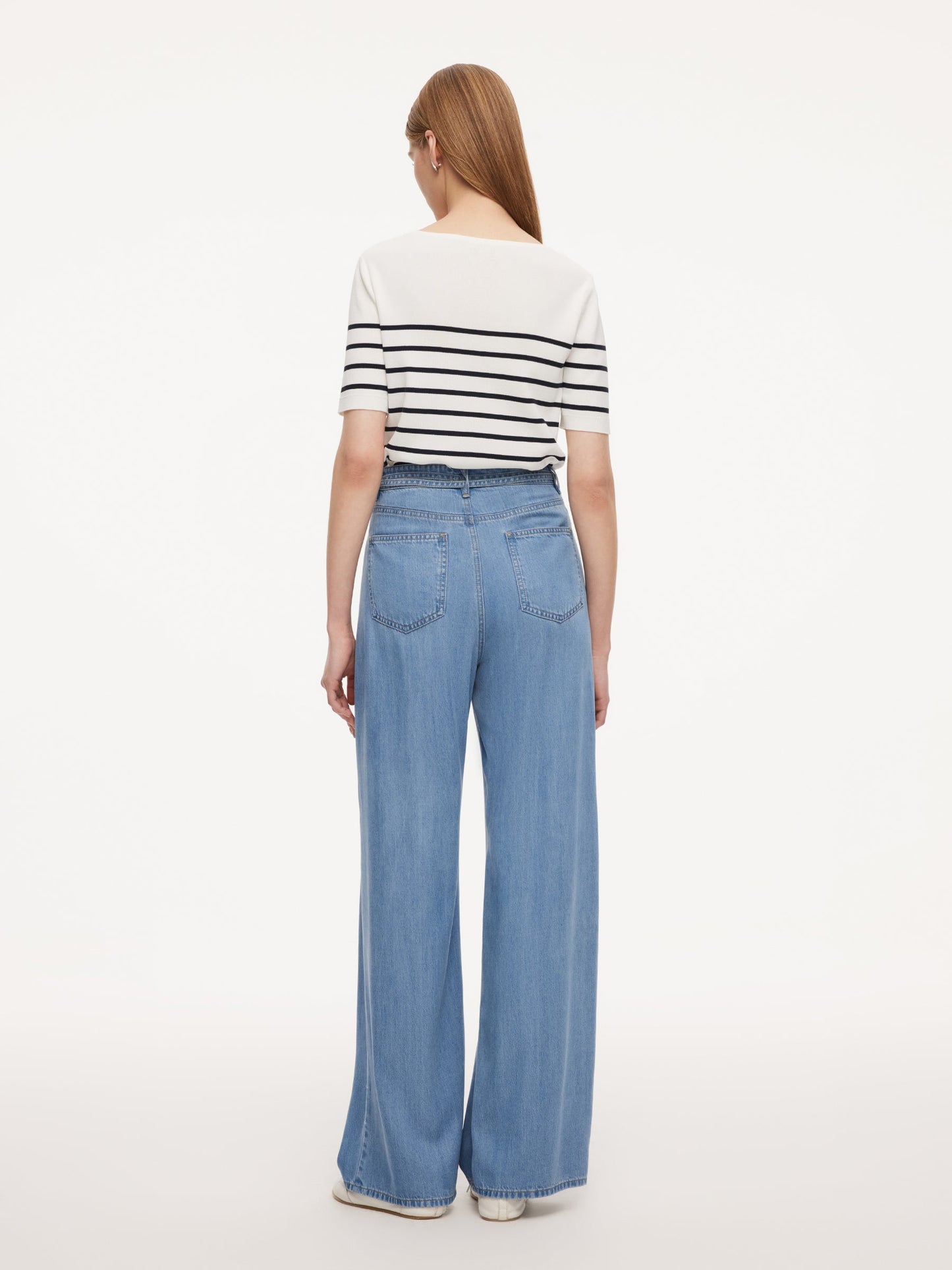 100% Lyocell Denim Women Straight Leg Jeans With Belt