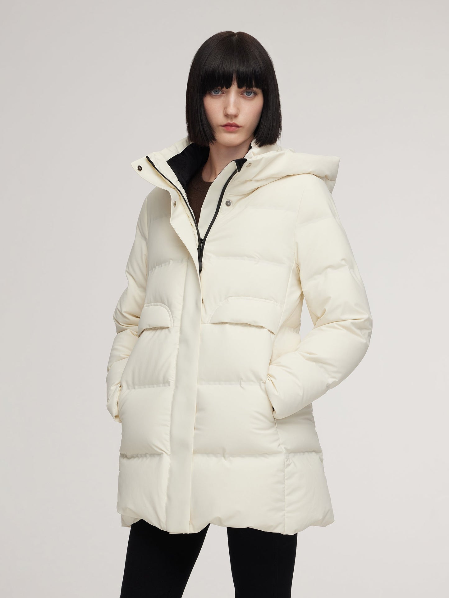 Thermal Tech Back Hooded Goose Down Coat