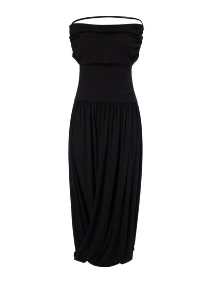 Tencel Blend Off Shoulder Knit Top And Bubble Hem Skirt Two-Piece Set
