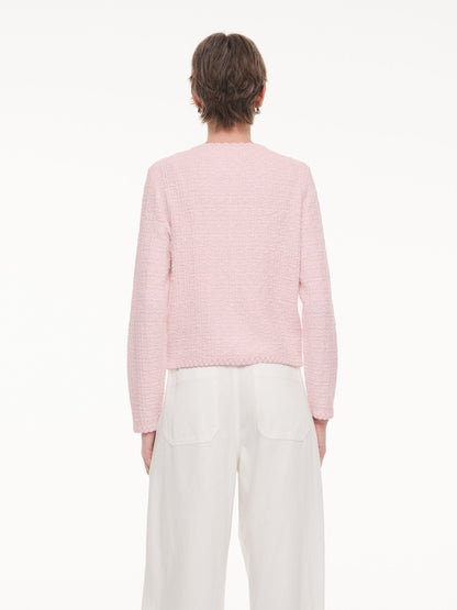Round Neck Single-Breasted Women Textured Cardigan