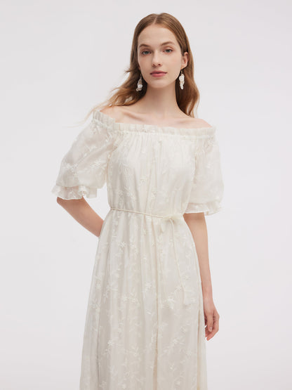 Tencel Blend Embroidered Women Maxi Dress