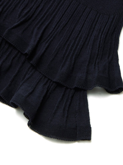 Ruffle Hem Knit Top And A-Line Skirt Two-Piece Set