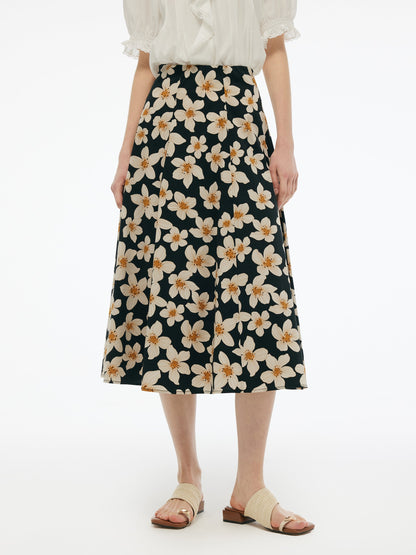Cotton Stretch Floral Print Women Skirt