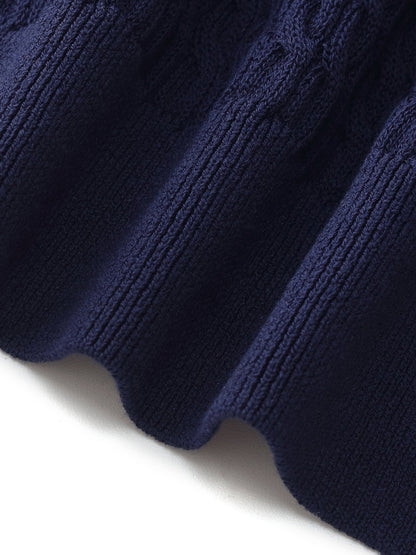 Lyocell Blend Polo Knit Top And Pleated Skirt Two-Piece Set