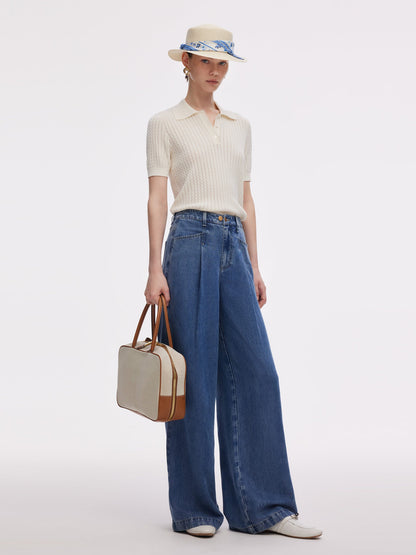 100% Tencel Denim Women Adjustable Waist Jeans