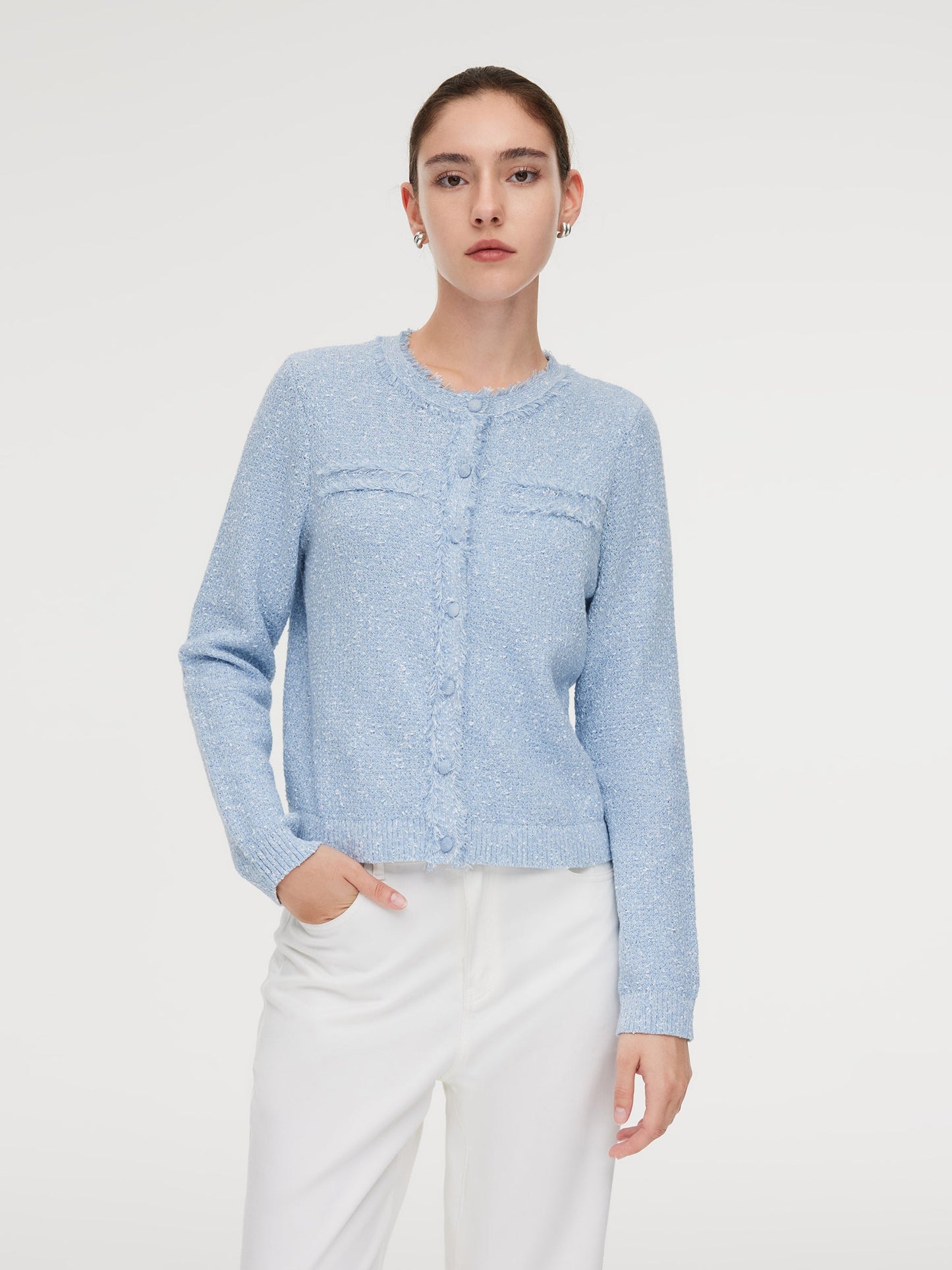 Frayed Edge Women Knit Cardigan