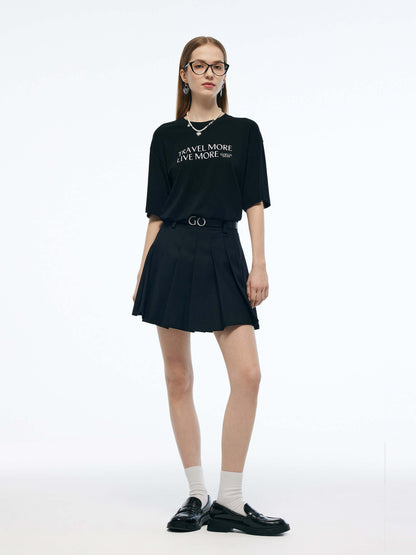 Tencel Blend Letter Print Unisex Loose T-Shirt