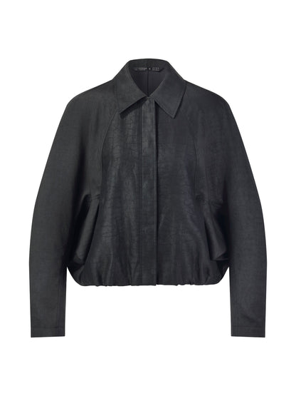 18MM Gambiered Canton Gauze Balloon Hem Women Jacket