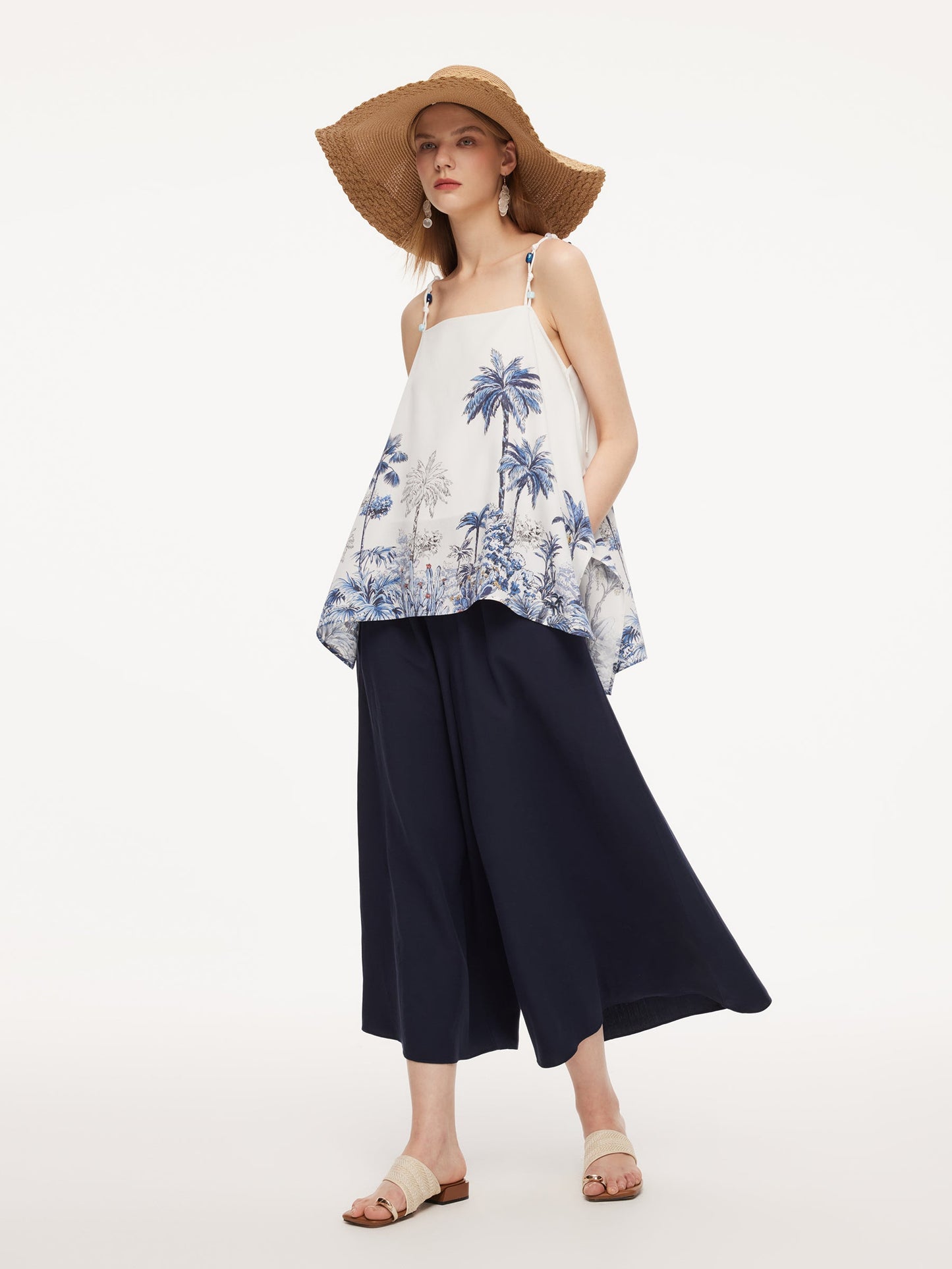 Linen Blend A-Line Women Culottes
